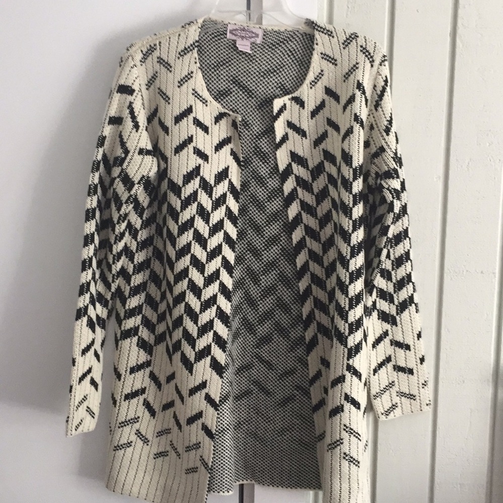 NWOT. Cream and Black Cardigan